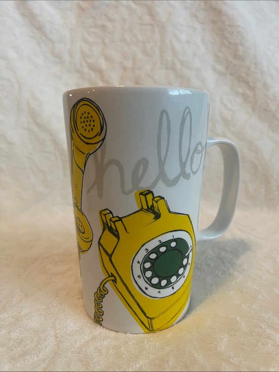 Starbucks Other - Starbucks White Yellow Green 'Hello' Telephone Ceramic Mug